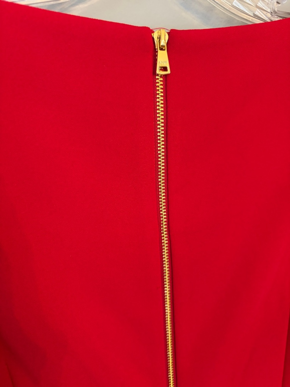 DKNY Red Puff Sleeve Sheath Dress with Gold Buttons - Picture 4 of 6